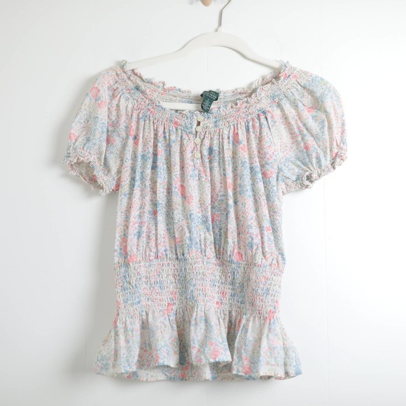 Ralph Lauren Tops - Ralph Lauren Jeans Cotton Floral Light Buttoned Frilly Dainty Blouse